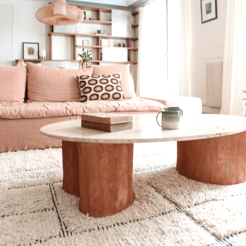 Table Roc - Elliptique - Travertin Creme