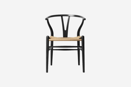 Chaise CH24 Wishbone en Chêne Laqué Noir - Corde naturelle