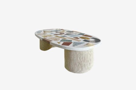 table basse Gaia ovale piètement céramique blanche