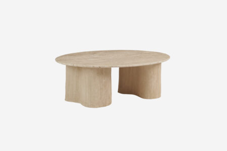 Table Roc Ovale - Travertin Crème - Céramique blanche