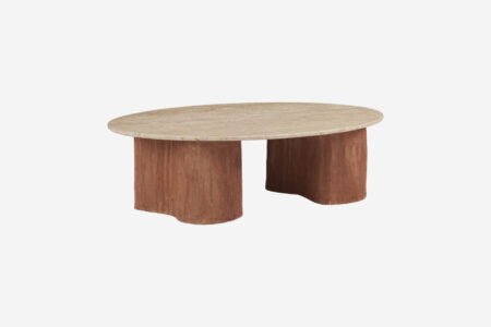 Table Roc Ovale - Travertin Crème - Céramique terre de Toscane