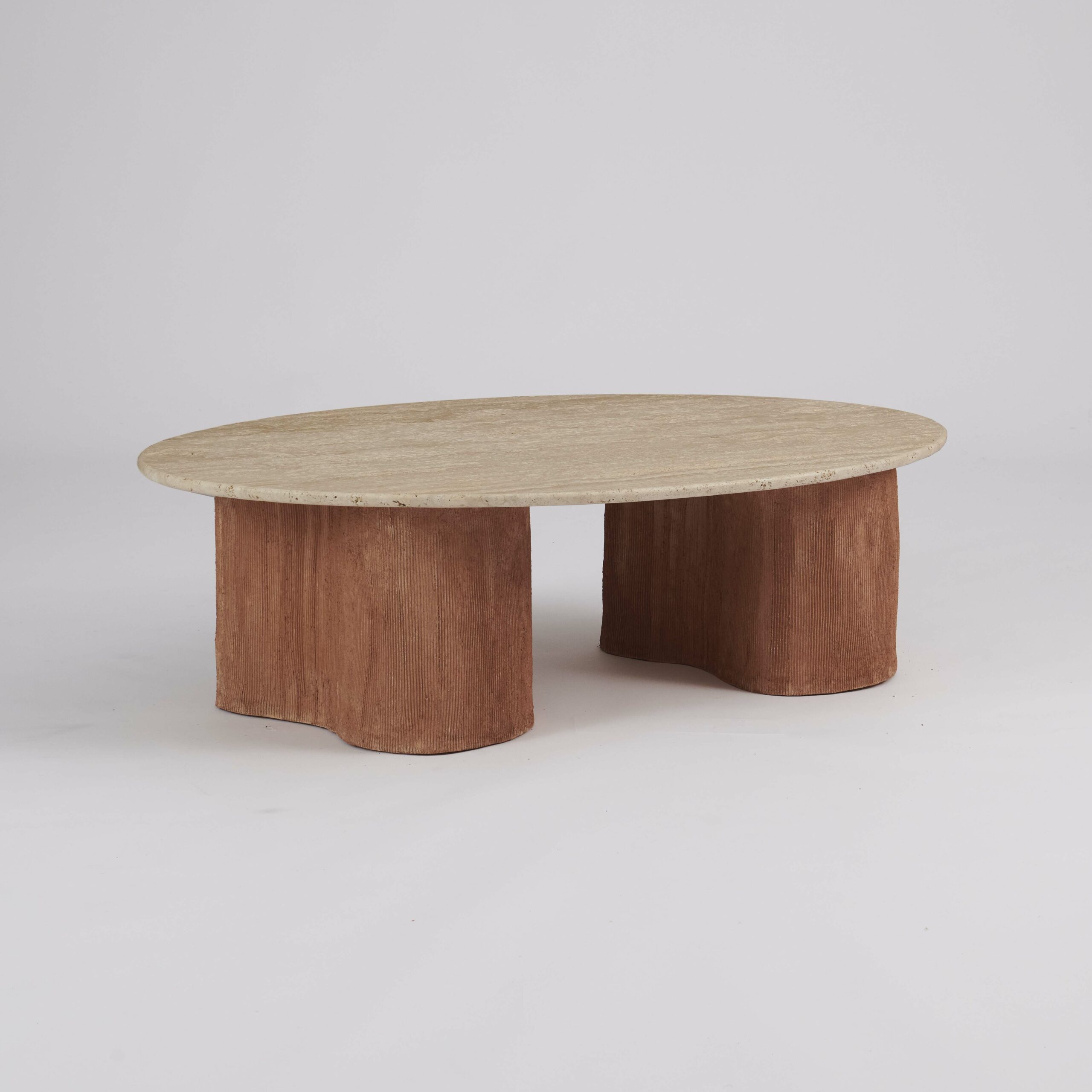Table Roc Ovale - Travertin Crème - Céramique terre de Toscane – Image 4