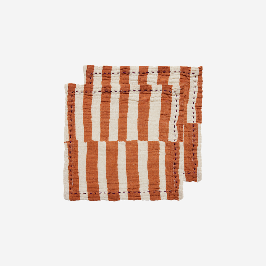 Serviettes - Rayure Mandarine